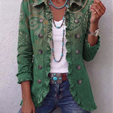 Aria | Green Paisley Ruffle Jacket