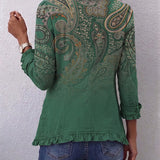 Aria | Green Paisley Ruffle Jacket