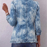 Sofia | Washed Denim Botanical Jacket