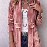 Avery | Rust Velvet Open-Front Jacket