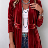 Avery | Rust Velvet Open-Front Jacket
