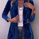 Avery | Rust Velvet Open-Front Jacket