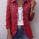 Riley | Red Paisley Ombré Ruffle Jacket