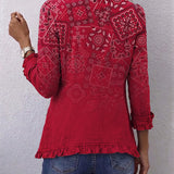 Riley | Red Paisley Ombré Ruffle Jacket