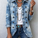Sofia | Washed Denim Botanical Jacket