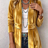 Avery | Rust Velvet Open-Front Jacket