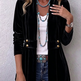 Avery | Rust Velvet Open-Front Jacket