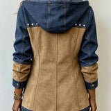 Ava | Navy and Camel Hooded Jacket