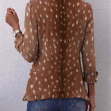 Layla | Tan Deer-Print Ruffle Jacket