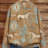 Kathryn | Horse & Cactus Print Zip-Up Cardigan