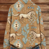 Kathryn | Horse & Cactus Print Zip-Up Cardigan