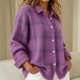 Rebecca | Relaxed Fit Checked knitted jacket